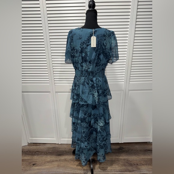 NWT đ ADOR Navy Floral Chiffon Elastic Waist Dress #15814645 Size Large - Picture 8 of 15